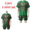 Fashion Summer Casual Retro Angel Wing Printed Round Neck Short Sleeved T-Shirt And Shorts Set Men's and Women's T-shirt Shorts Set