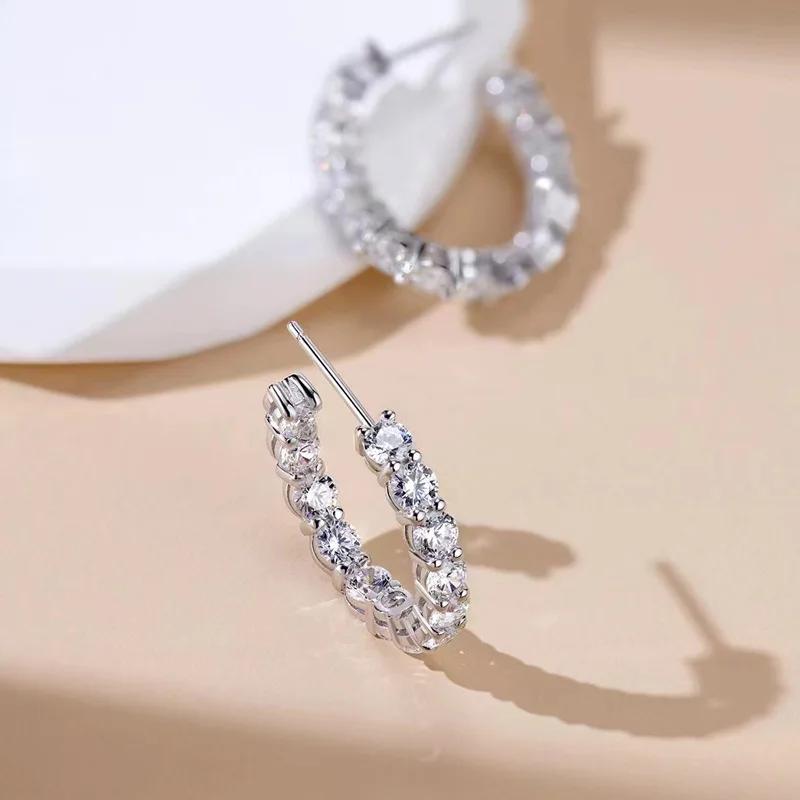

CAOSHI Trendy Copper Color Shiny Zirconia Hoop Earrings for Women Versatile Accessories for Engagement Ceremony Fashion Zircon