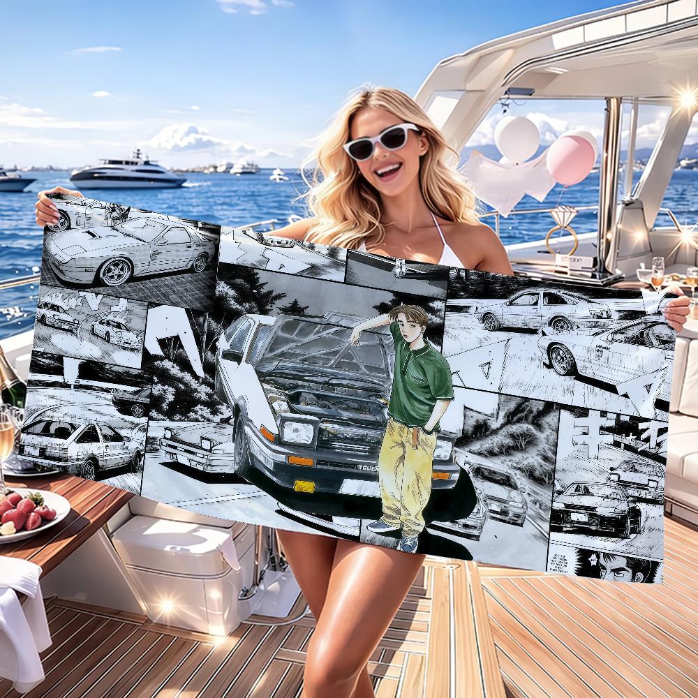 Comic I-Initial D Towel Beach Towels Yoga Gym Lightweight Portable For Swimming Shower Travel Sports Accessories Sandproof