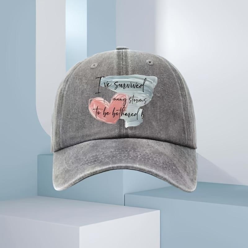 Ladies' Heart-shaped and Tornado Printed Baseball Cap; Suitable for All Seasons, Available In Multiple Colors