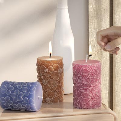 Flower Butterfly Columnar Silicone Candle Mold DIY Waves Soap Resin Plaster Making Tool Geometry Chocolate Mould Home Decor Gift