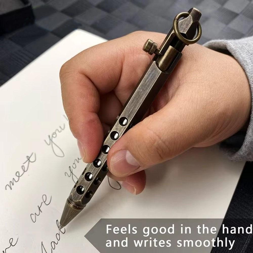 Portable Brass Signature Pen Medium Point 1.0mm Retro Ballpoint Pen Bolt Action Smooth Writing Rollerball Pen Stationery Gifts