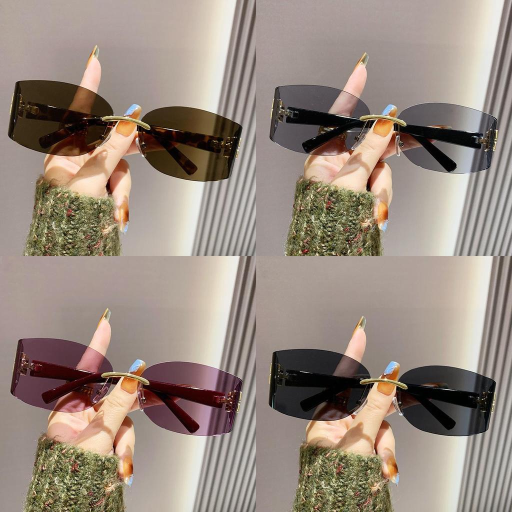 New Fashion Female Square Rimless Sunglasses With Uv400 Protection For Travel And Parties