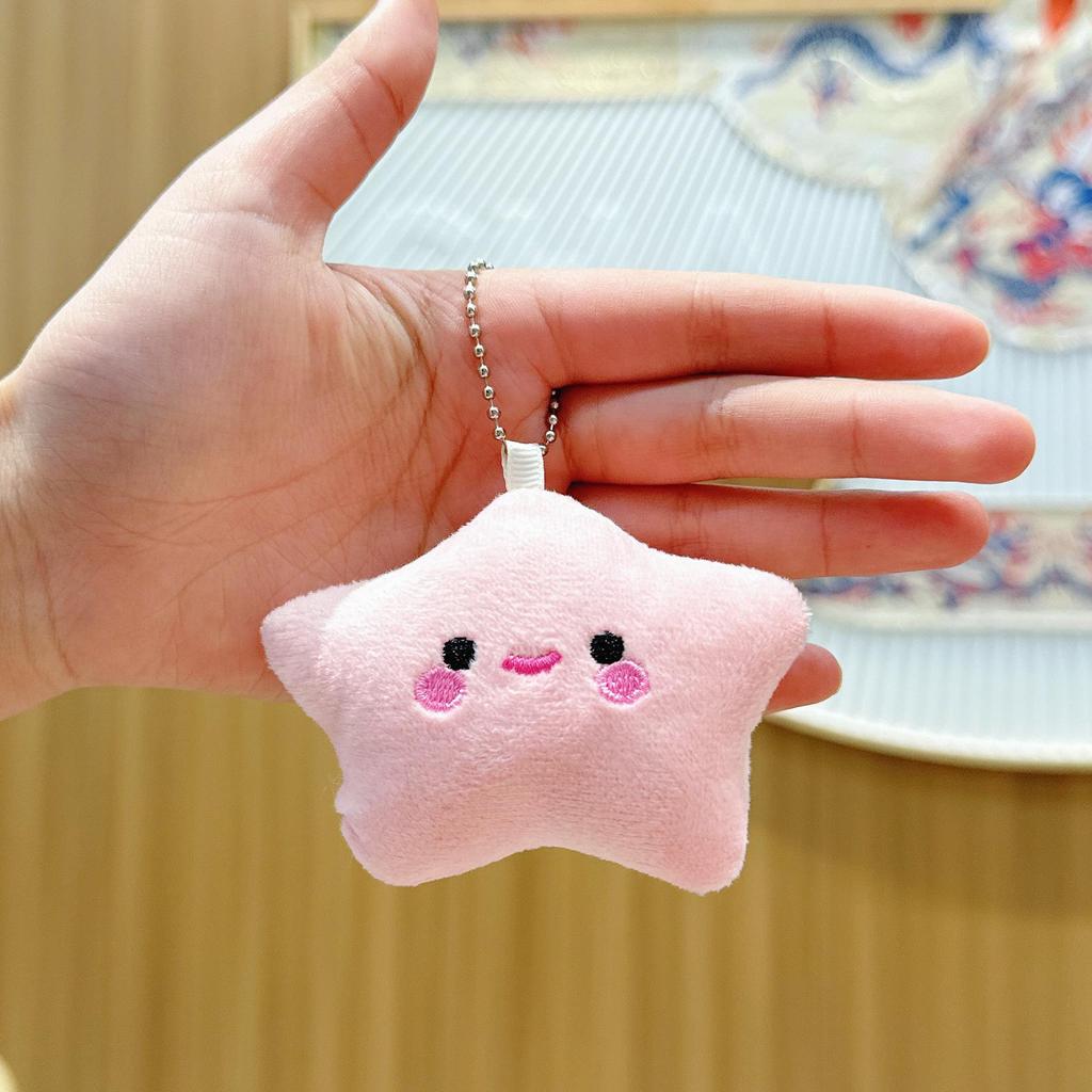 Five-Pointed Star Plush Bag Charm & Keychain - Cute, Girlish Heart Accessory for Backpacks