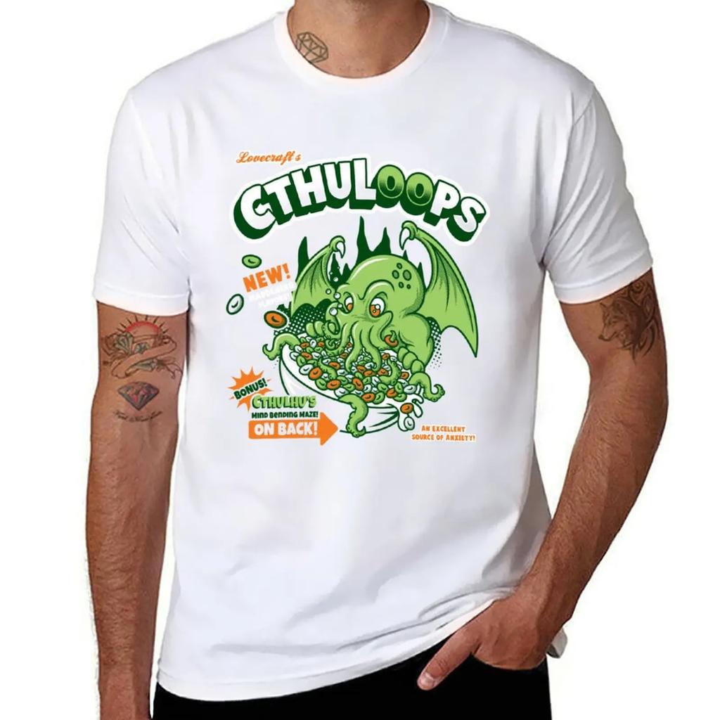Cthuloops All New Flavors T-Shirt Man T Shirt Luxury Clothing Labubu Graphic T Shirt Vintage Blouse Black T Shirts for Men