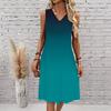 Plus Size V Neck Sleeveless Dress Misty Peaks Running Stream Art Print For Mountain Sightseeing Trip