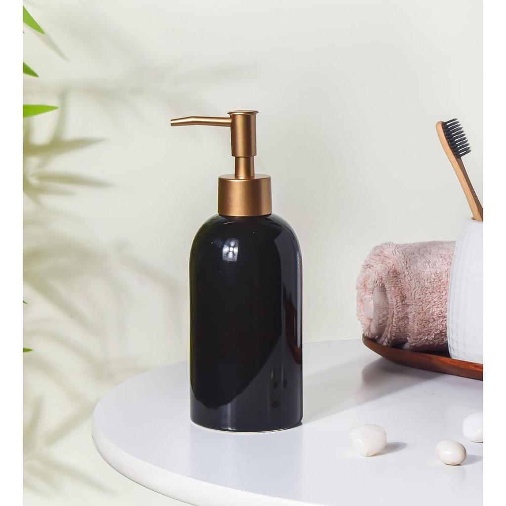Ceramic Liquid Soap Dispenser for Bathroom (420 ml) - Handwash Dispneser Bottle with Pump for Kitchen - Soap Dispenser for Wash Basin