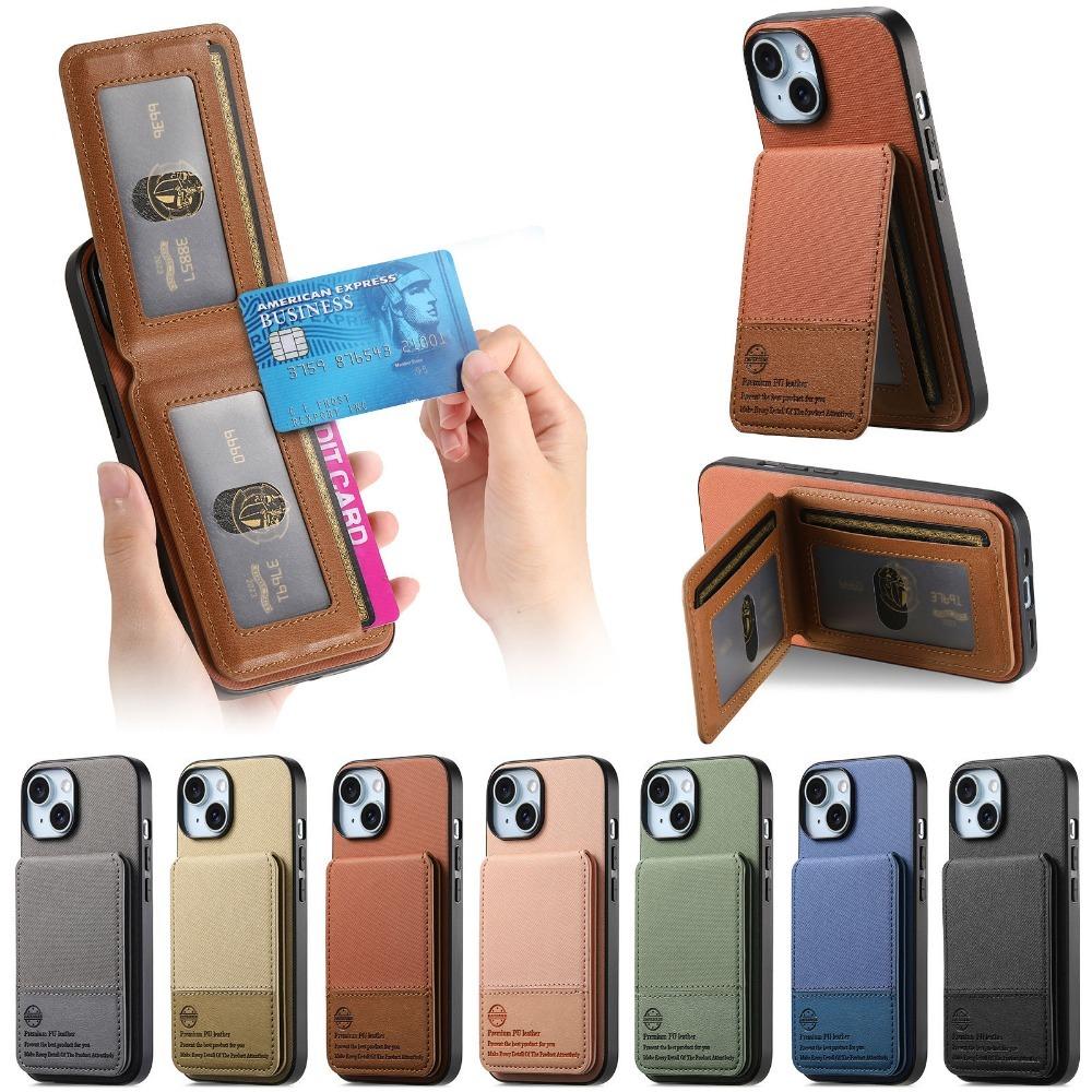 RFID-blockierende Brieftasche mit Kartenhalter-Halterung, Telefonhülle für iPhone 16 E 16 Plus 15 14 13 12 11 Pro Max, Flip-Lederhülle