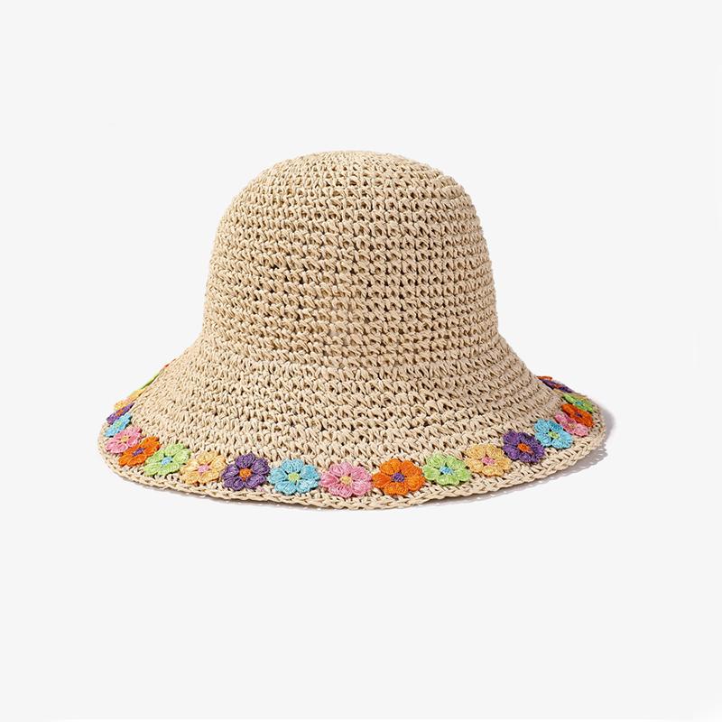 Hat Style Versatile Straw Woven Sweet Flower Female Sunshade Hatscaps Fisherman