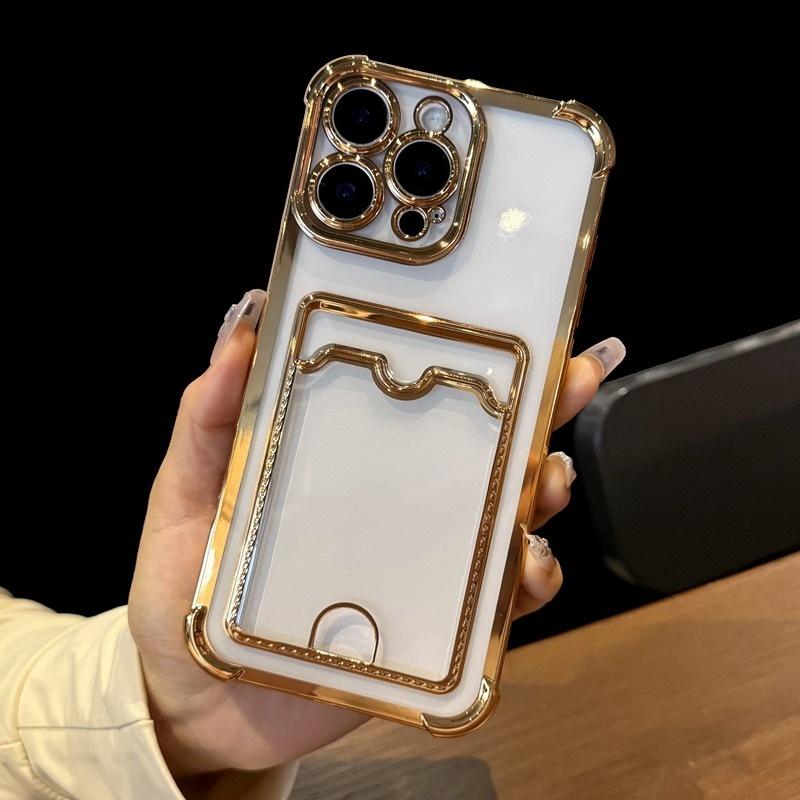 Weiche TPU-Geldbörse Kartenetui Transparente Handyhülle Für iPhone 11 12 13 14 15 16 17 Pro Max Plus Air Clear Bumper Rückseiten Hüllen Abdeckung