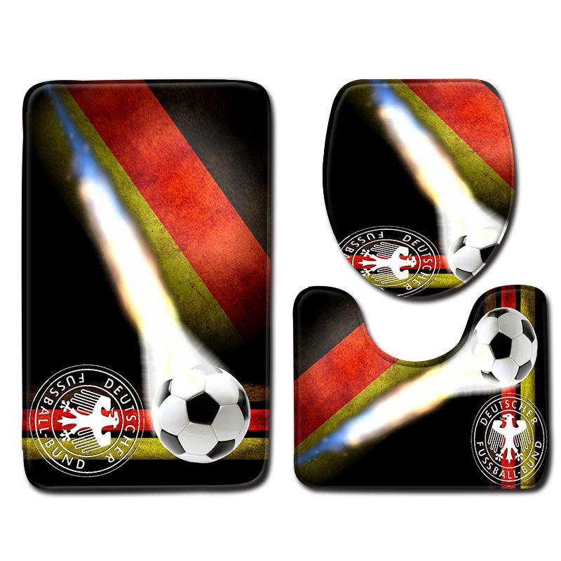 World Cup Football Toilet Three-Piece Floor Mat Bathroom Three-Piece Carpet Doormat