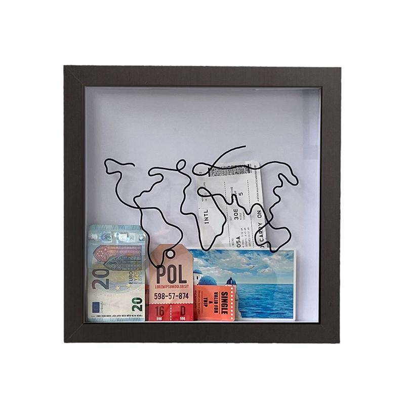 Adventure Archive Boxes Travel Ticket Shadow Box With Slot Memory Boxes Keepsakes Money Ticket Holder Map Storage Frame Holder