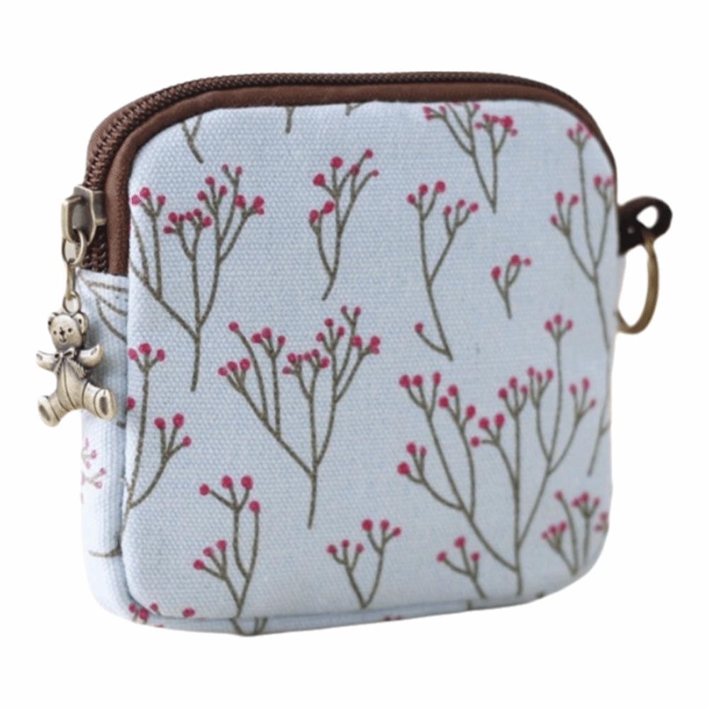 Portable Vintage Printed Coin Purse Cat Canvas Women Wallet Pouch Storage Bag Zipper Change Money Organizers Gift