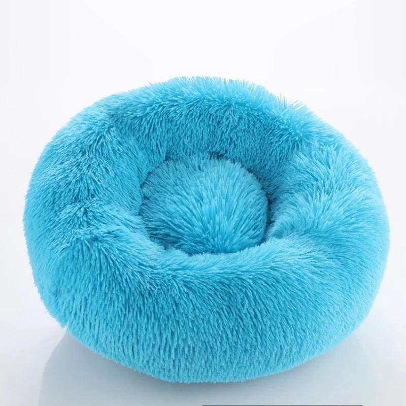 40-100cm Round Cat Bed Pet Bed Kennel Non-Slip Winter Warm Dog Kennel Sleeping Long Plush Soft Puppy Cushion Mat Cat Supplies