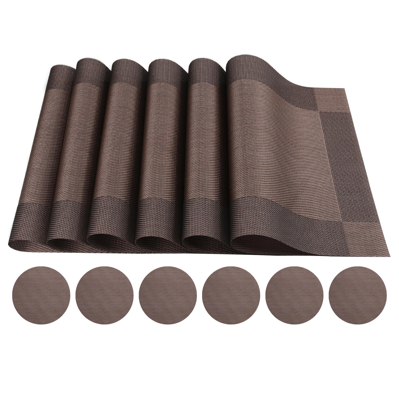 

6Pcs Table Mat with Coaster Set Non-Slip Placemats Heat Resistant Bowl Pad Washable for Dining Table Easy To Clean Home Decor 1 Set