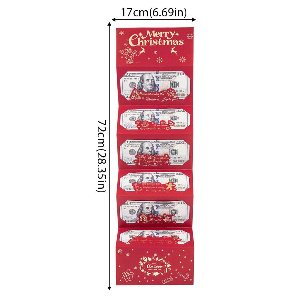 2026 Santa Claus DIY Christmas Red Envelope Set 6-Card Folding Design USD Surprise Party Arrangement Hot Stamping Feature