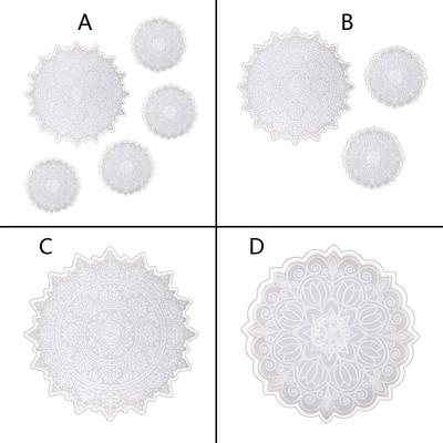 Molde de Silicone para Porta-Copos Mandala DIY Caseiro com Gotejamento de Cristal para Artesanato Criativo