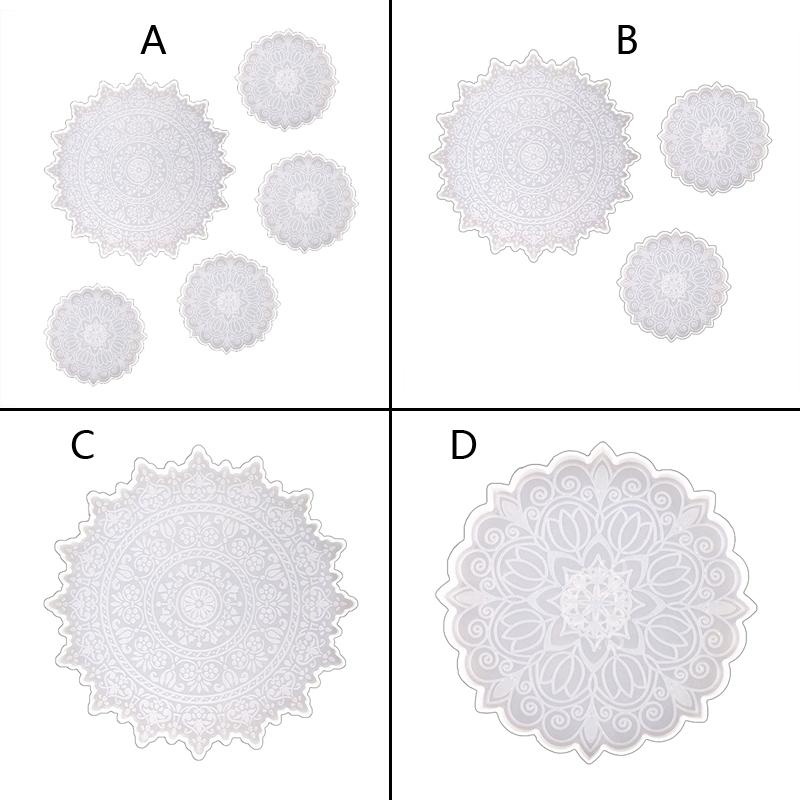 Mandala Diy Homemade Mold Coaster Crystal Dripping for Creative Silicone Mold Crystal Drip Placemat Mold for Diy Craft