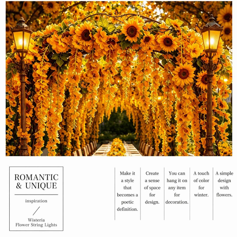 Hanging Design Artificial Wisteria Flower Vine Multicolor Hanging Garland  Wall Decoration