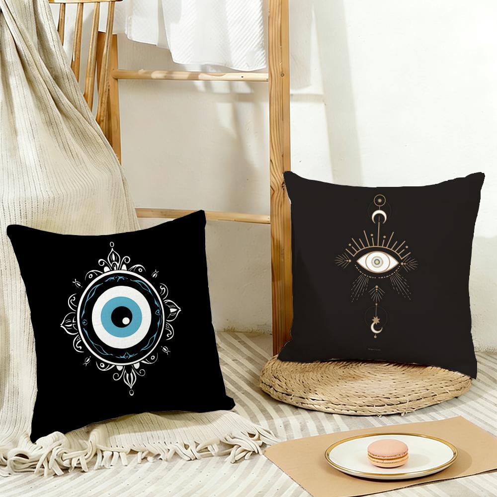 Mystic Protective B-Evil Eye Art Print Cushion Cover Washable Linen Pillowcase Soft For Daily Sofa Bed Home Room Decor