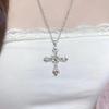 New Fashion Trendy Crystal Pink Zircon Cross Pendant Necklace for Women Girl Crystal Chain Necklace The Spice Girl Party Jewelry