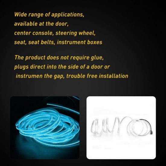 LED Auto Car Interior 12V Decor Atmosphere Wire Strip Light Accessories Lamp EAD