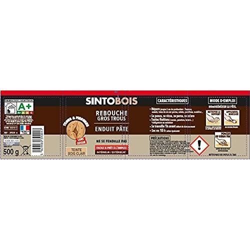 Rebouche bois - sinto - sintobois - 500 g - bois clair - pâte onctueuse facile à appliquer