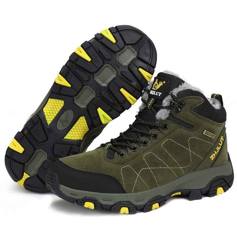 Qifeng Winter High-Top Mountaineering Shoes with Fleece Lining - Sizes 45, 46, 47