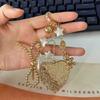 Star Turkish Evil Eye Pendant Beaded Tassel Key Chain Letter Beaded Keychain  Earphone Case
