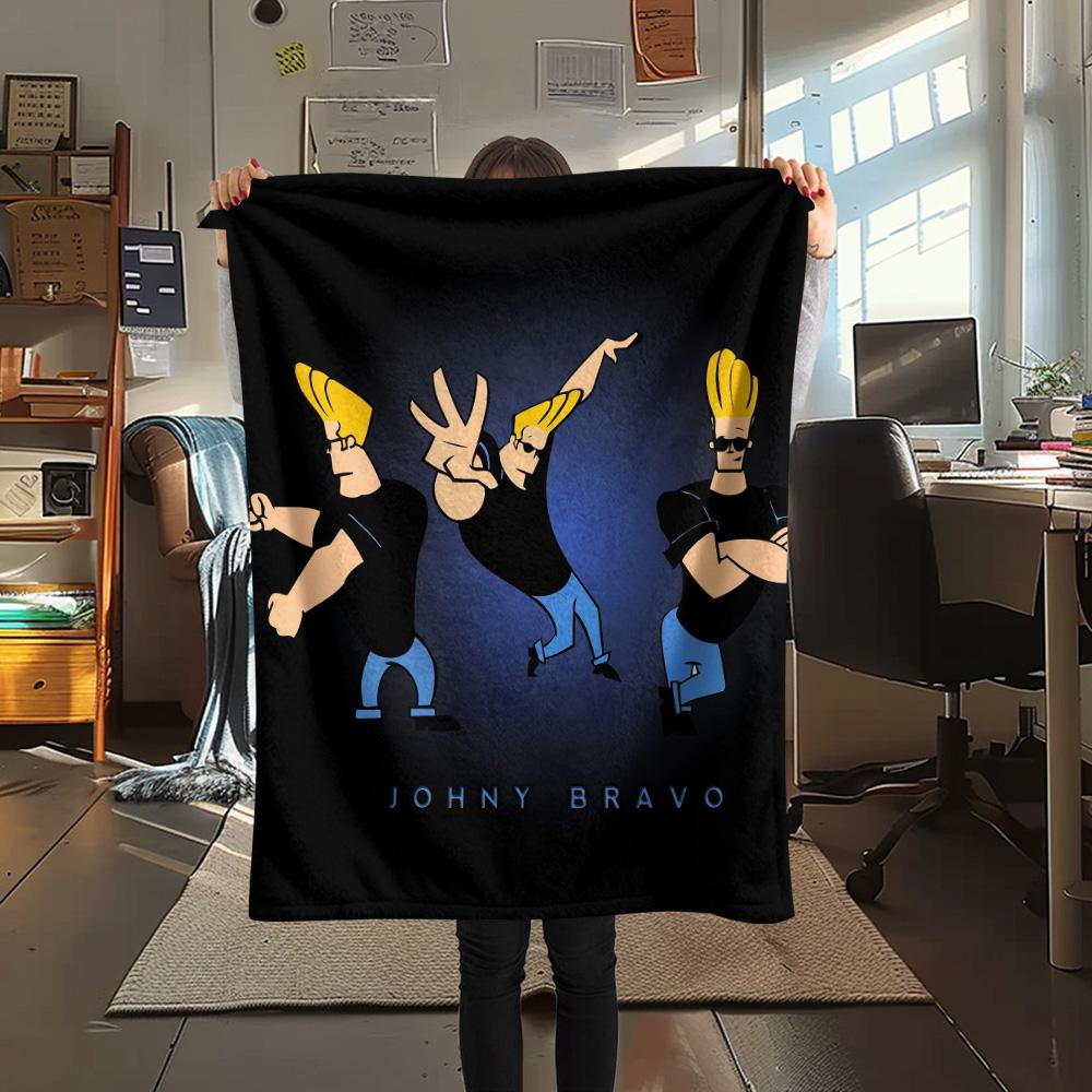 Coperta in Flanella con Stampa di Johnny Bravo, Alta qualità, Confortevole per Tutte le Stagioni, Arredamento per la Casa, Calore e Comfort