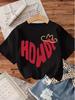 Kids Short Sleeve T Shirt Cute HOWDY Letter Print Crown Pattern Crew Neck Loose Casual Top Boys Girls Daily Basic Summer Tee