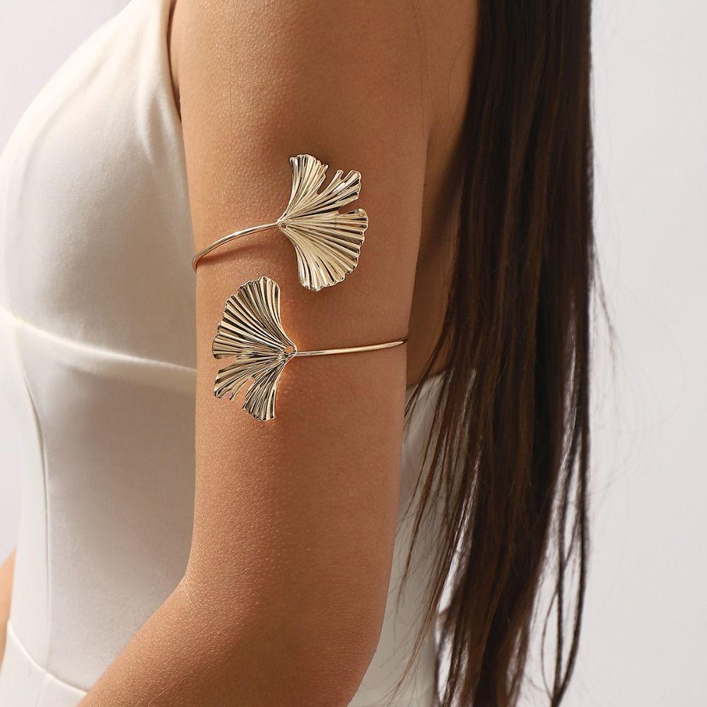 Butterfly Opening Cuff Bracelets Leaf Circle Upper Arm Bracelet Flower Armband Arm Chain  Party