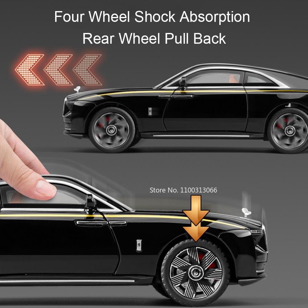 1:24 Rolls-Royce Spectre Phantom Cars Models Toys Alloy Diecast Metal with Light Music Doors Opened Vehicle Boys Collection Gift