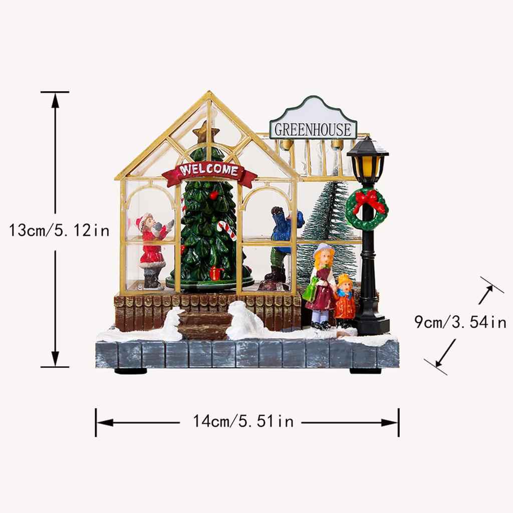 Christmas Village House Figurines Lighted Christmas Collectible Buildings Decoration with Music New Year Decor