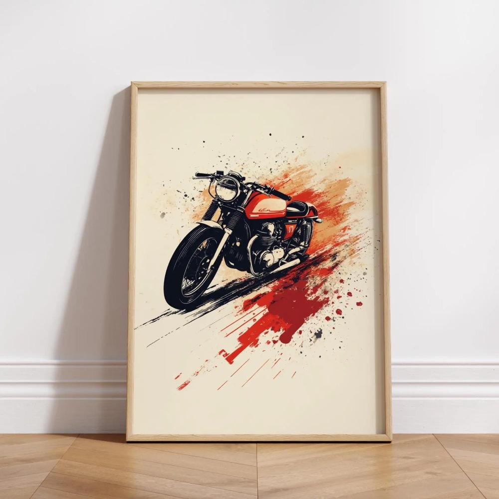 Vintage Cafe Racer Poster – Grunge Motorcycle Wall Arts Rustic Garage Decor Bold Bike Print Retro Biker Gift Industrial Vibes