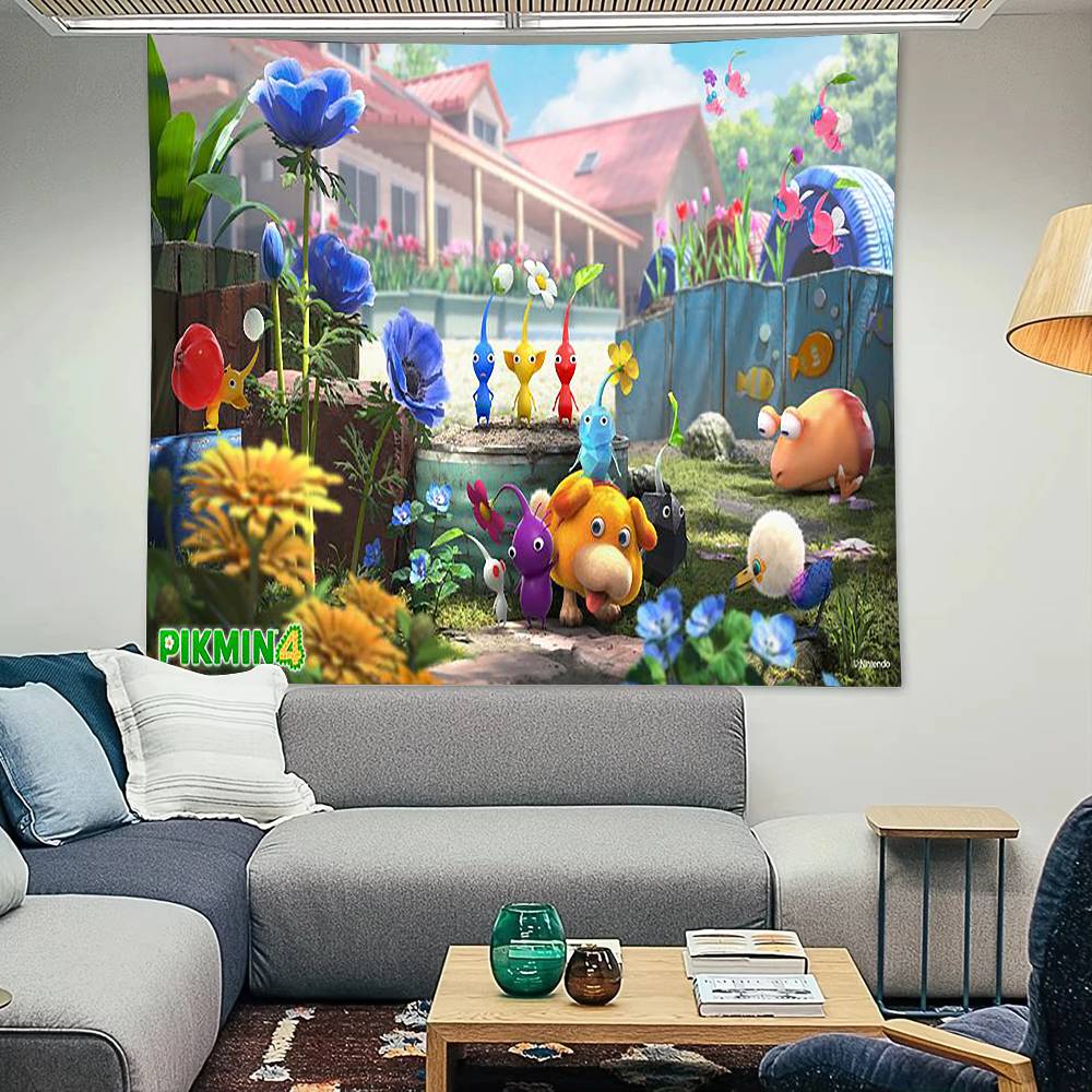 Pikmin 4 Lustiger Wandteppich Dekoration Schlafzimmer Wohnheim Hintergrundtuch Ferienhaus Party Wohnzimmer Clubtuch