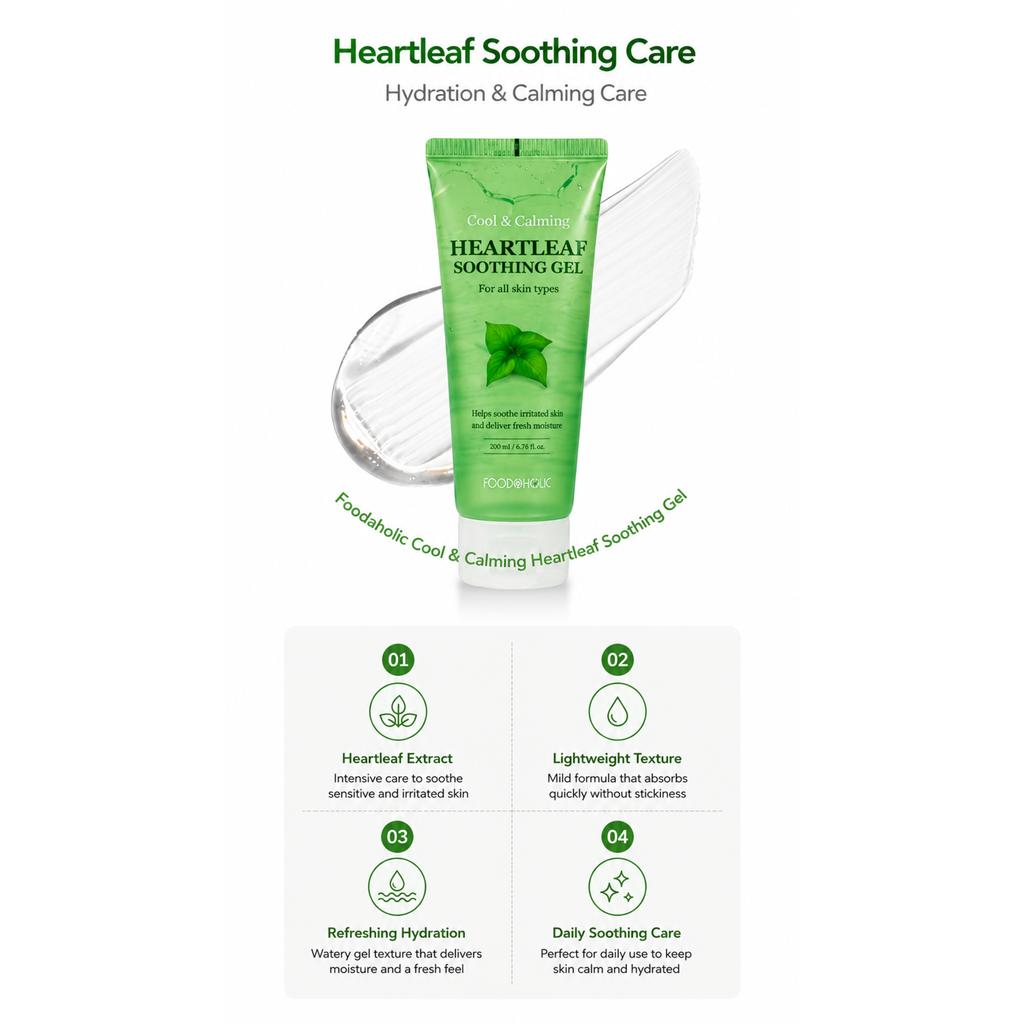 FOODAHOLIC Heartleaf Extract Cooling-Relief & Moisture-Soothing Gel 200ml