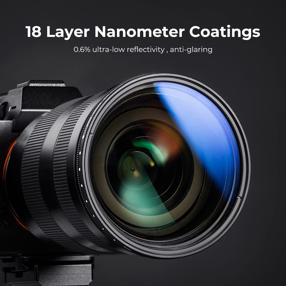 Concept Variable ND Filter Variable ND Light Reduction Range Thin Frame Design Variable ND K&F ND2~ND400 16-Layer Multi-Coating () (49mm,