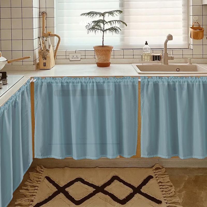 White Chiffon Waterproof Half Curtain Short Kitchen Cabinet Sundry Shade Partition Curtain Dining Table Table Skirt