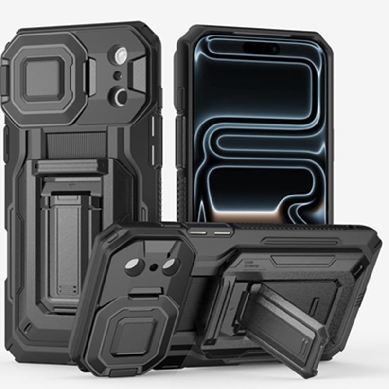Armor Shockproof Bracket Cover for Iphone 17 Pro Max Iphone17 Air 5G Wallet Card Slots Credit Card Stand Holder Case