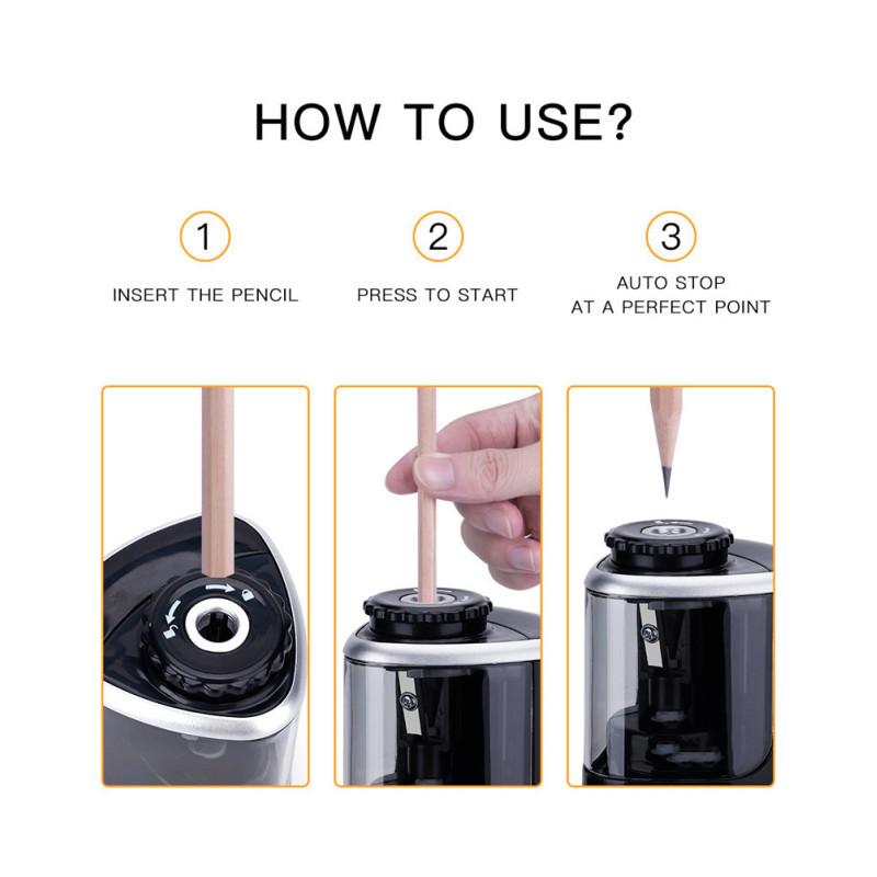 Elektrické ořezávátko Stolní automatické ořezávátko Vhodné pro tužky (6-8 mm) pro studenty školní kancelářské potřeby