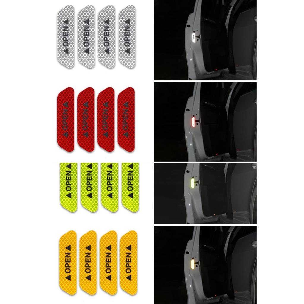 YIDELI Car Reflective Stickers Reflective Stickers, Set of 4 Aopen Anti-collision Warning Stickers, Car