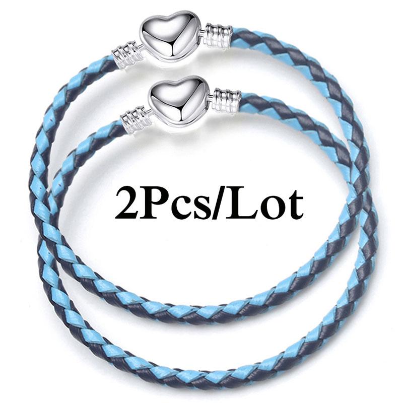 2 szt./partia Specjalna Oferta Skórzane Bransoletki Łańcuszkowe Pasują do Ręcznie Robionych Koralików Bransoletki z Charmsami Dla Par Pulsera Biżuteria Dla Kobiet Mężczyzn Hurtownia