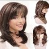Mixed Brown Wigs for Women Synthetic Hair Short Bob Wigs with Side Bangs Natural Hair Mom Wig Female Highlights Heat Resistant