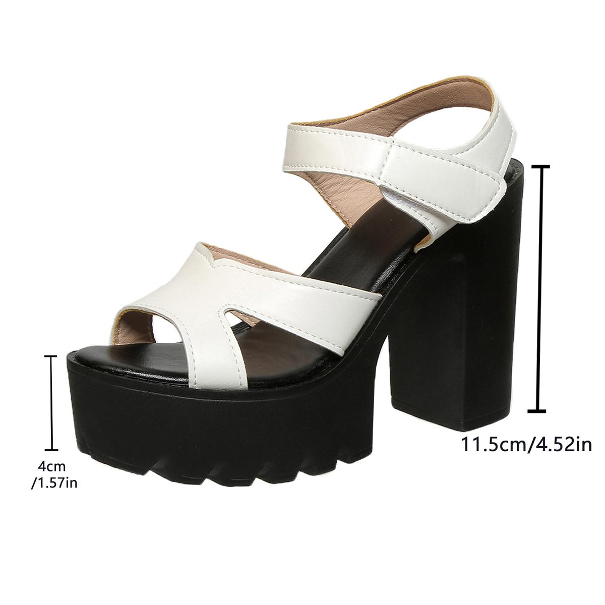 

Модные туфли на платформе, супервысокие каблуки, лето, новинка, круглый носок, открытый носок, вырезы, ремешок, нескользящий блочный каблук, босоножки с открытым носком 43 белый