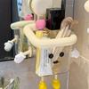 1PCS Cartoon Bathroom Punch-free Suction Cup Hook Rack Face Towel Storage Box Wall-mounted Wash Basin Cosmetic Storage Box Storage Basket