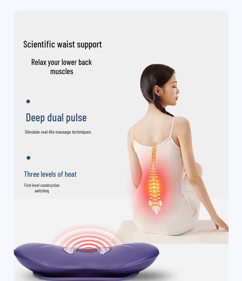 Portable Electric Lumbar Massager with Traction, Heating & Percussion