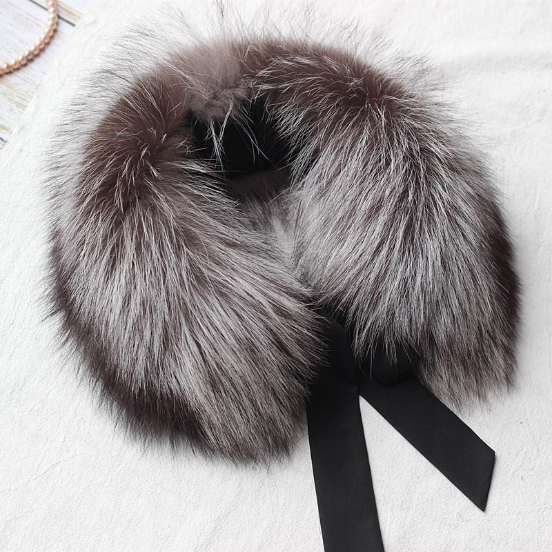 Fox Fur Collar Ladies Winter Furry Fur Collar Women Real Fox Fur Scarf Women Fox Fur Square Collar Short Scarf Shawl Winter