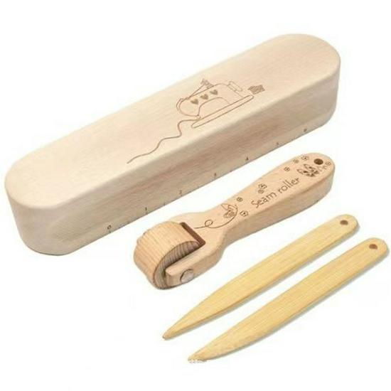 Solid Wood Patchwork Ironing Board Set: Handheld Wooden Sewing & Pressing Tool 330mm