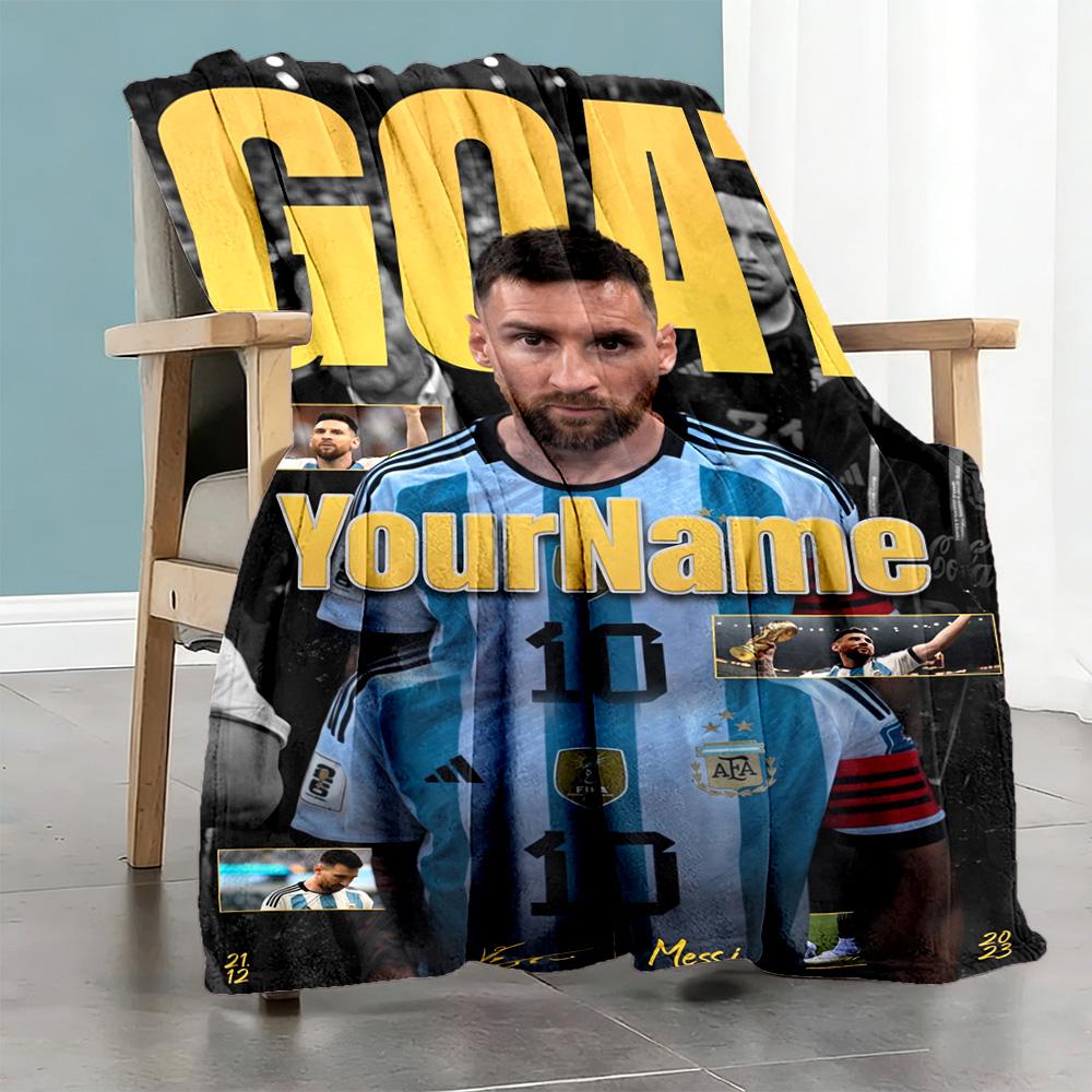 Messi 242 Customize Your Name Blanket Throw Personalized Blanket Soft Warm Cozy Great for Living Room Sofa Picnics Livingroom Four Seasons Universal